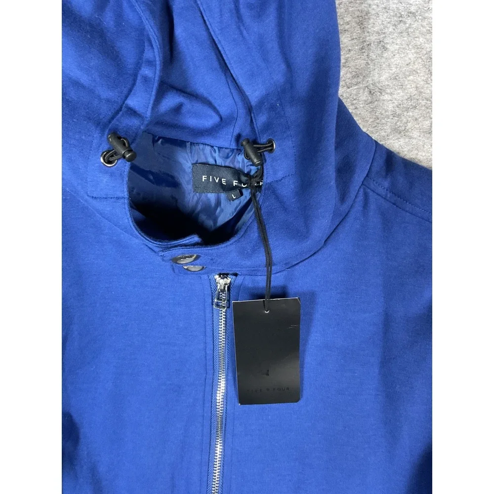 FIVE FOUR CAUFIELD Mens Blue Full Zip Hooded Jacket Large Style 018